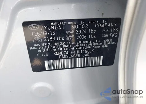 2017 Hyundai Elantra Se from USA, damaged, VIN KMHD74LF4HU119819